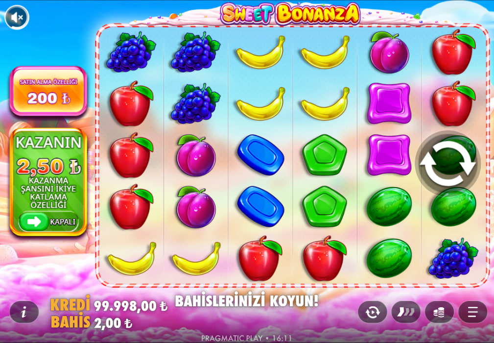 Sweet Bonanza arayüzü